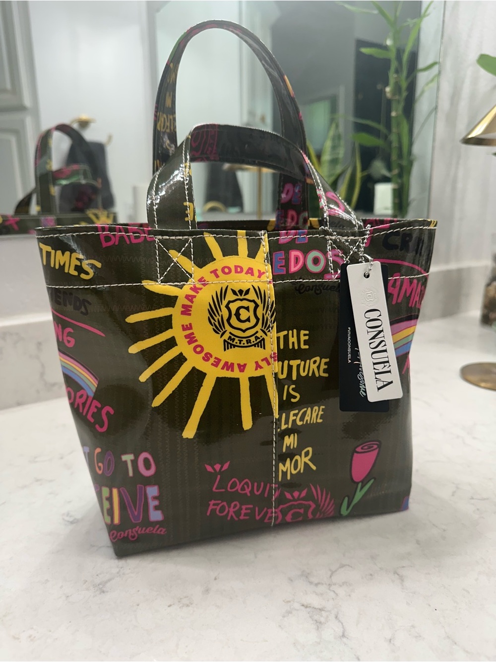 Consuela Olive Graphic 'Selfcare Mi Amor' Printed Tote - Picture 3 of 7